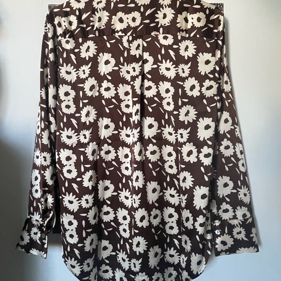 Rachel Zoe Floral Button-Up Blouse | Brown & Cream - Picture 4 of 4